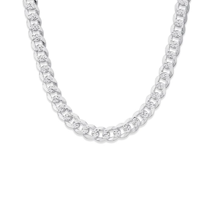 Sterling Silver 50cm Fancy Dia Cut Curb Chain