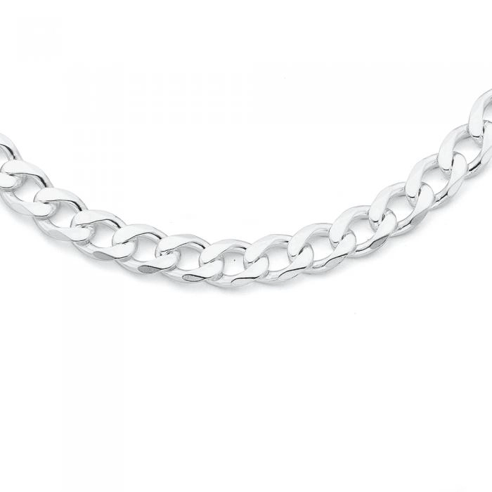 Sterling Silver 55cm Bevelled Curb Men's Chain