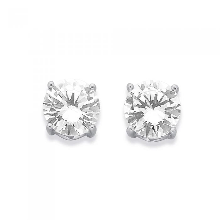 Sterling Silver 6mm Cubic Zirconia 4 Claw Hearts On Side Studs