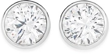 Sterling Silver 6mm Cubic Zirconia Studs with Heart Detail