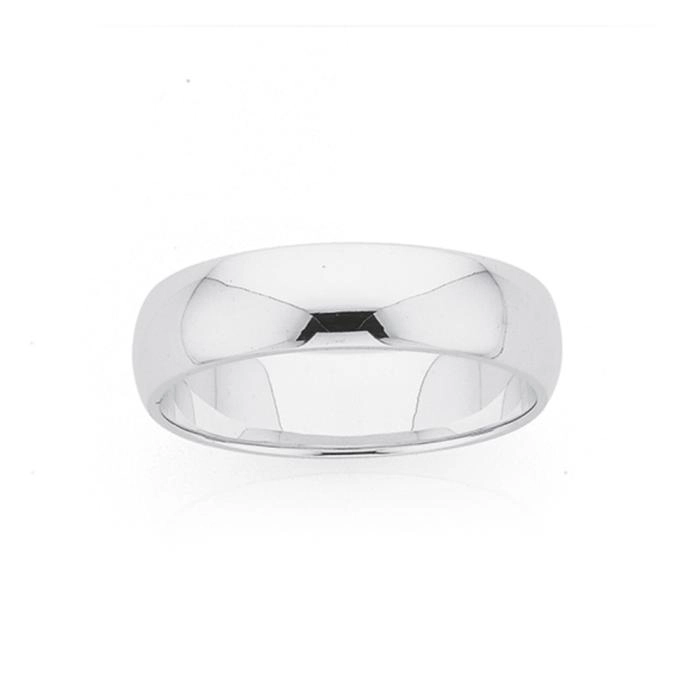 Sterling Silver 6mm Half Round Men's Ring