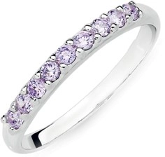 Sterling Silver 9 Stone Lavender Cubic Zirconia Ring