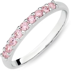 Sterling Silver 9 Stone Pink Cubic Zirconia Ring