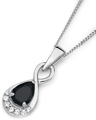 Sterling Silver Black Pear Cubic Zirconia Infinity Pendant