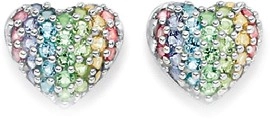 Sterling Silver Crystal Pave Heart Earrings