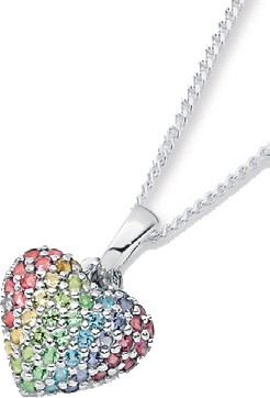 Sterling Silver Crystal Pave Heart Pendant