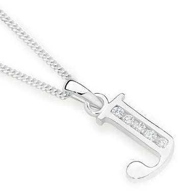 Sterling Silver Cubic Zirconia Block Initial J Pendant