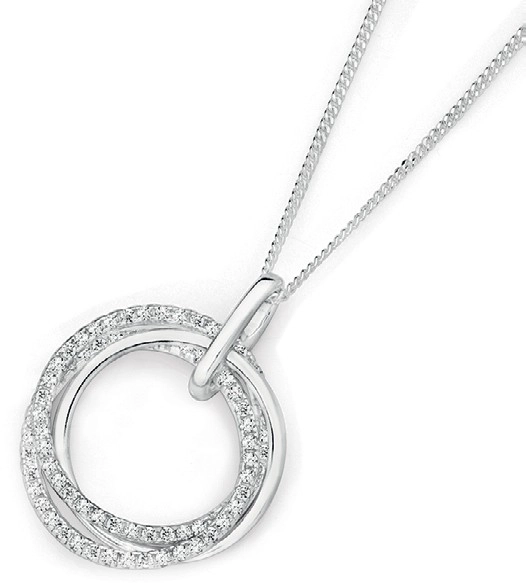 Sterling Silver Cubic Zirconia Circles in Time Pendant