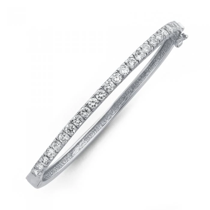 Sterling Silver Cubic Zirconia Claw Set Hinge Bangle