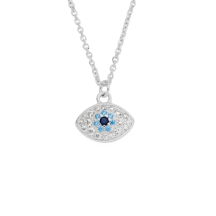 Sterling Silver Cubic Zirconia Evil Eye Pendant