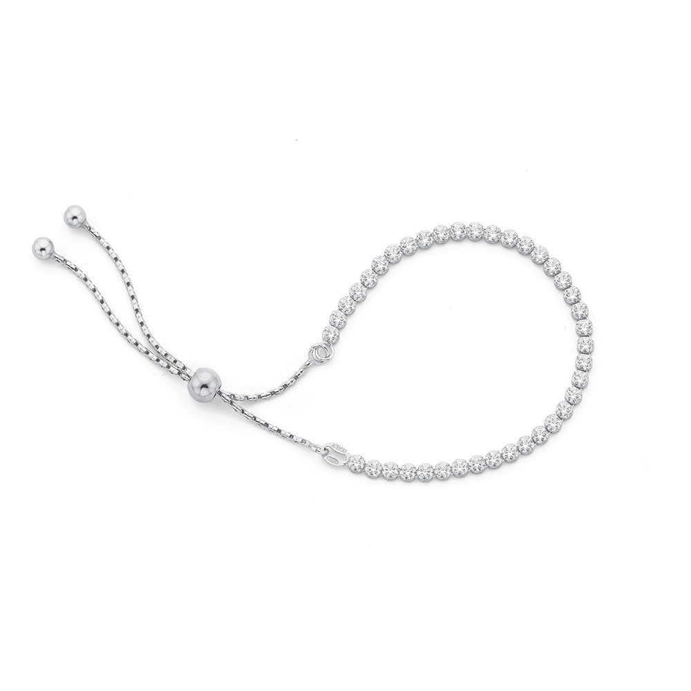 Sterling Silver Cubic Zirconia Friendship Bracelet