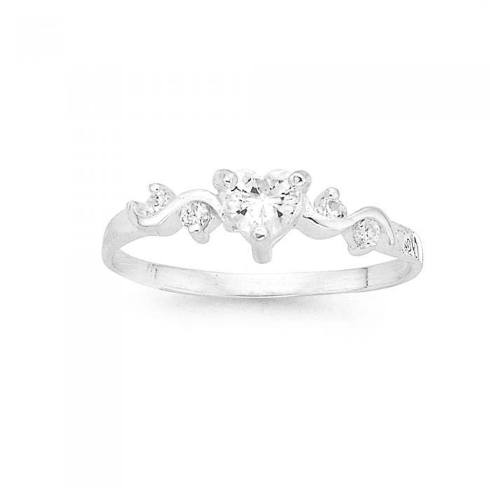 Sterling Silver Cubic Zirconia Heart Ring