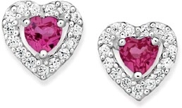 Sterling Silver Cubic Zirconia Heart Studs