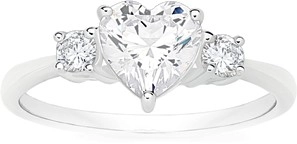 Sterling Silver Cubic Zirconia Heart Trilogy Ring