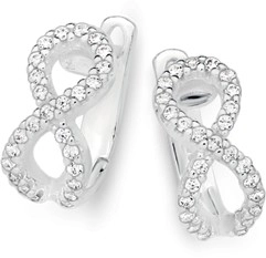 Sterling Silver Cubic Zirconia Infinity Hinge Clip Studs