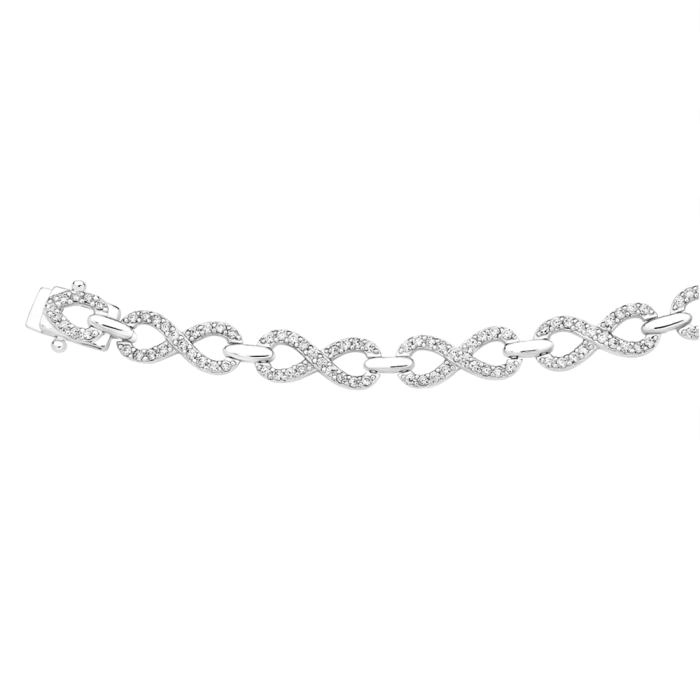 Sterling Silver Cubic Zirconia Infinity Link Bracelet