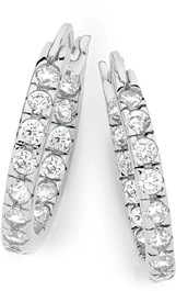 Sterling Silver Cubic Zirconia Inside Out Hoops