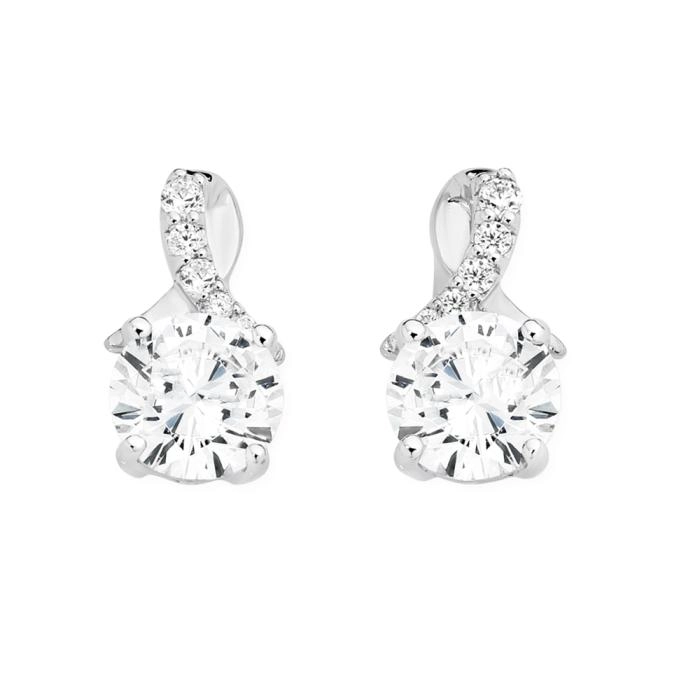 Sterling Silver Cubic Zirconia Kiss Earrings