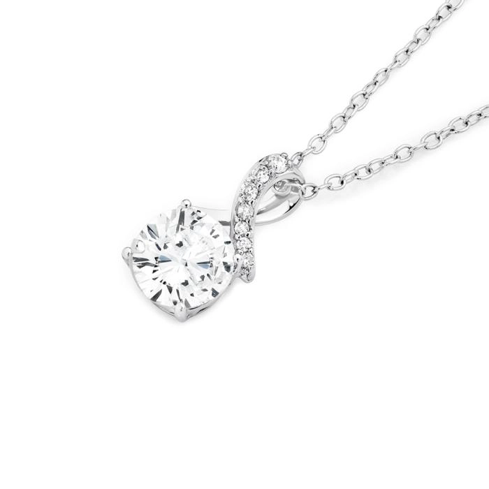 Sterling Silver Cubic Zirconia Kiss Pendant