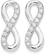 Sterling Silver Cubic Zirconia & Polished Infinity Studs