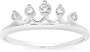 Sterling Silver Cubic Zirconia Tiara Friendship Ring