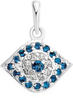 Sterling Silver Dark Blue Cubic Zirconia Evil Eye Pendant