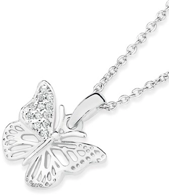 Sterling Silver Fancy Cubic Zirconia Butterfly Pendant