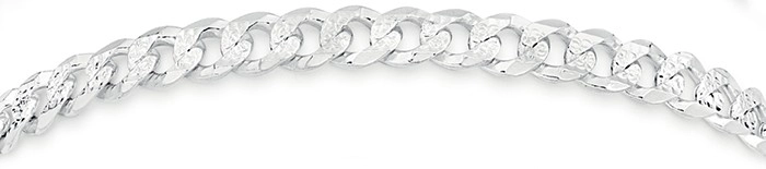 Sterling Silver Fancy Dia Cut Curb Bracelet