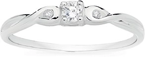 Sterling Silver Fine 3 Cubic Zirconia Friendship Ring