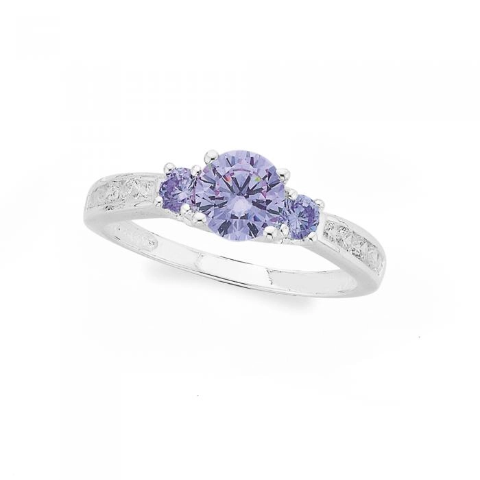 Sterling Silver Lavender Cubic Zirconia Dress Ring