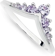 Sterling Silver Lavender Cubic Zirconia Tiara Style V Ring