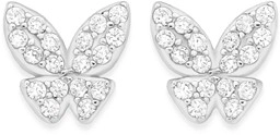 Sterling Silver Pave Cubic Zirconia Cluster Stud Earrings