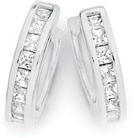 Sterling Silver Princess Cubic Zirconia Huggies