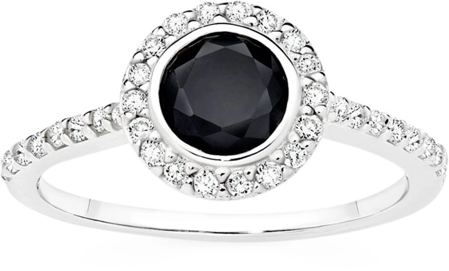 Sterling Silver Round Black Cubic Zirconia Cluster Ring