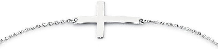 Sterling Silver Side Cross Bracelet