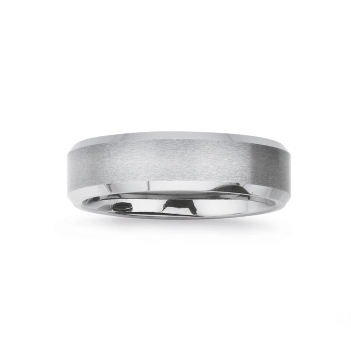 Tungsten Carbide Matte Bevel Edge Men's Ring