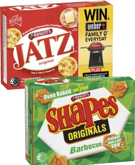 Arnott's Shapes or Jatz Crackers 130g-225g