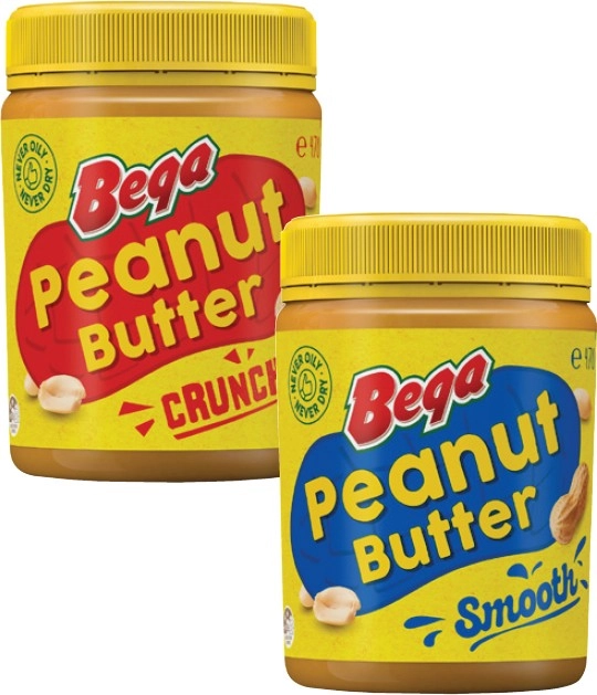 Bega Smooth or Crunchy Peanut Butter 470g