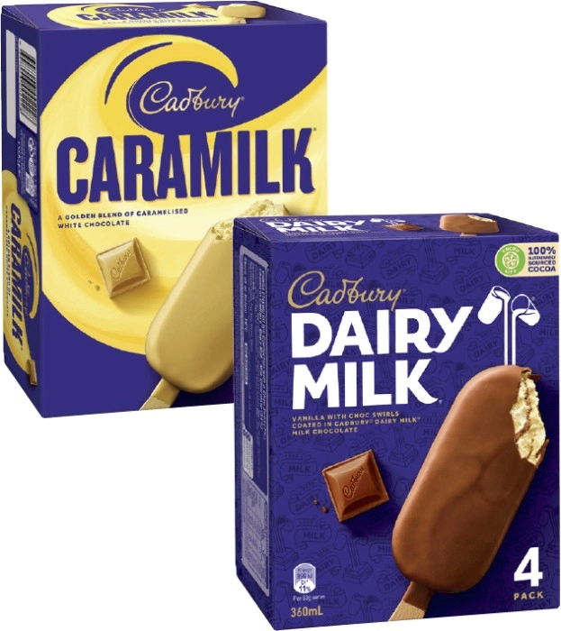 Cadbury Sticks 300mL-360mL or Tub 460mL