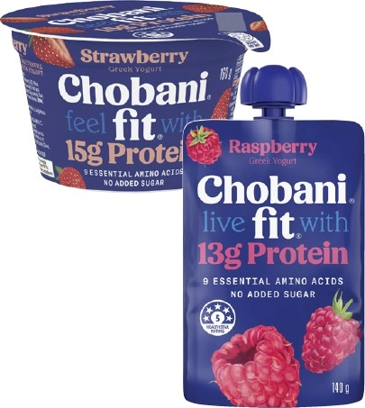 Chobani Fit High Protein Greek Yogurt 160g or Pouch 140g