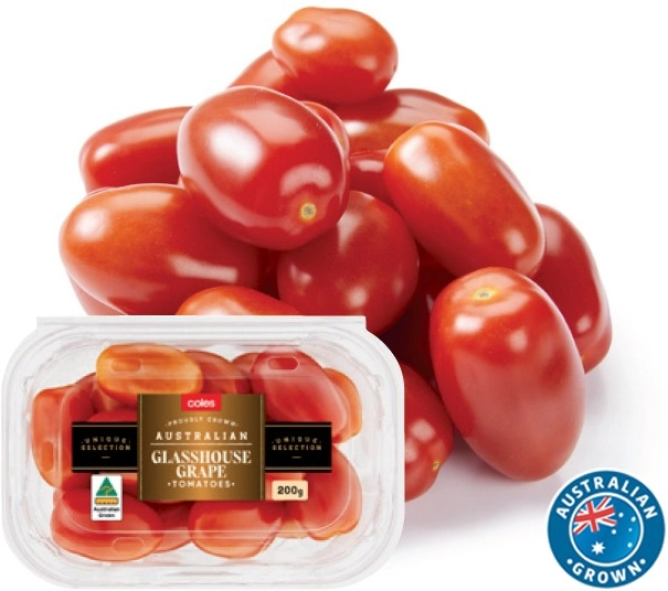 Coles Australian Glasshouse Grape Tomatoes 200g Pack