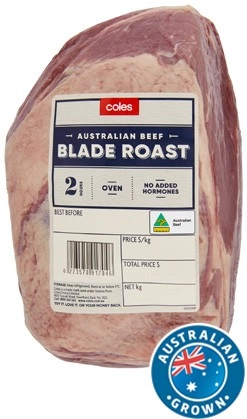 Coles Australian No Added Hormones Beef Blade Roast