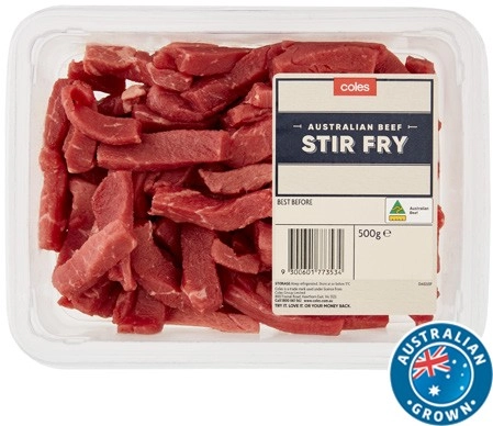 Coles Australian No Added Hormones Beef Stir Fry 500g