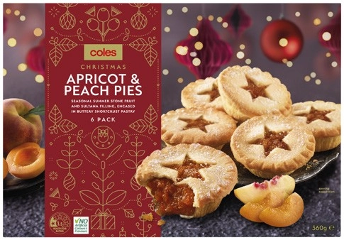 Coles Christmas Apricot & Peach Pies 6 Pack 360g