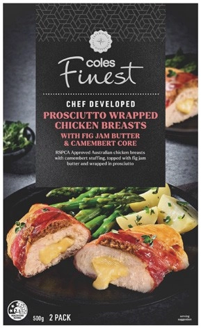 Coles Finest Frozen Prosciutto Wrapped Chicken 500g