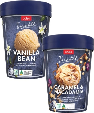 Coles Irresistible Ice Cream 1 Litre