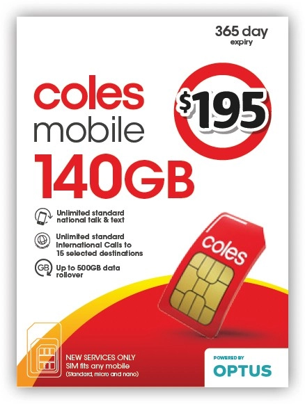 Coles Mobile $195 Prepaid SIM