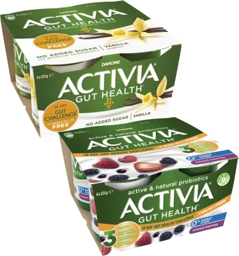 Danone Activia Probiotics No Added Sugar Yoghurt 4x125g