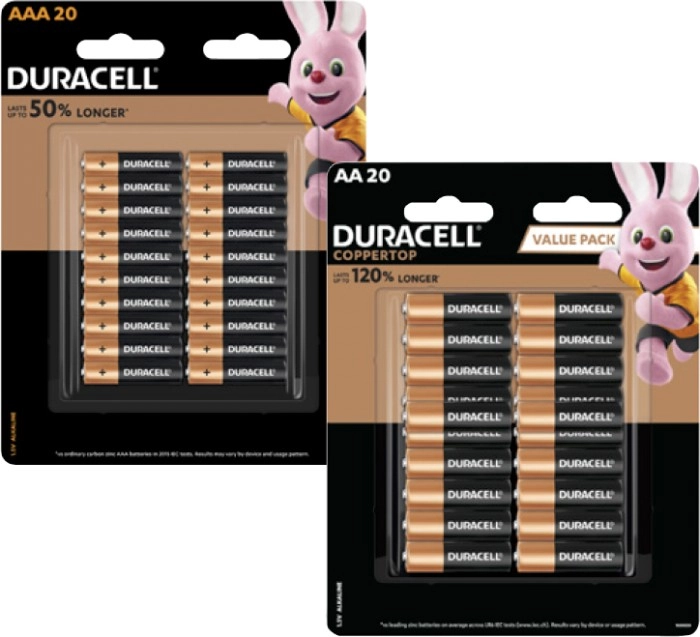 Duracell Coppertop Batteries AA or AAA 20 Pack