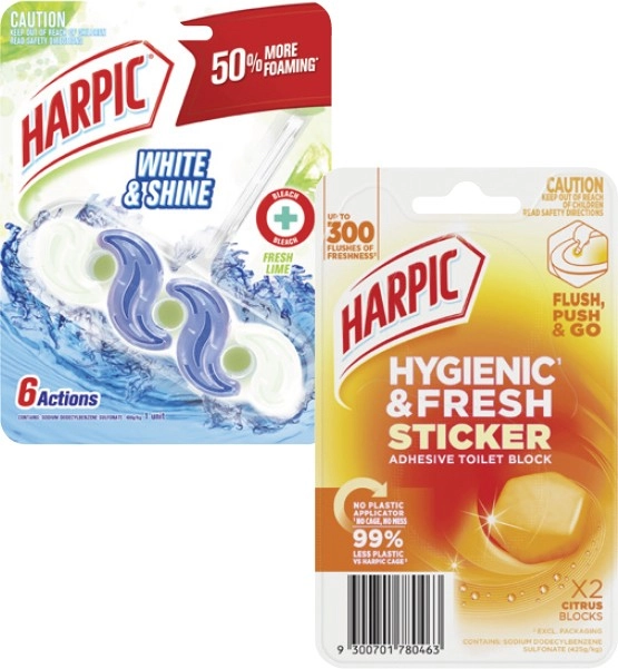 Harpic In The Bowl Toilet Cleaner 39g or Hygienic & Fresh Sticker 2 Pack